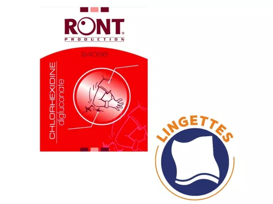 Lingette 15 x 14,2 cm de chlorhexidine digluconate Ront