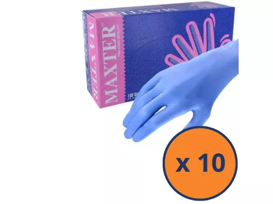 Gants nitrile non poudré - Lot de 10 boites de 200