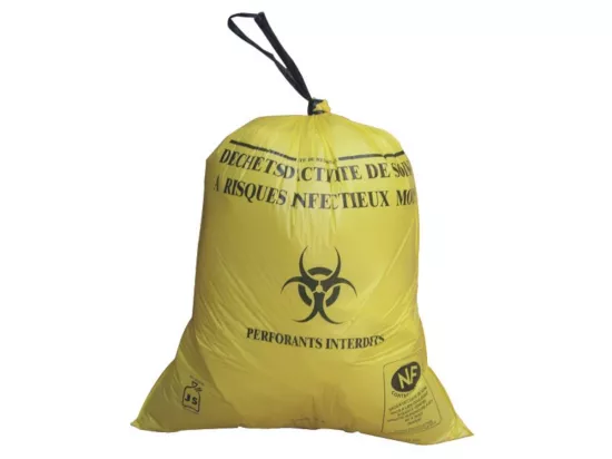 Sac dasri jaune poubelle pour déchets infectieux - Lot de 25