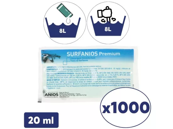 Surfanios Premium - Dose de 20 ml - Lot de 1000