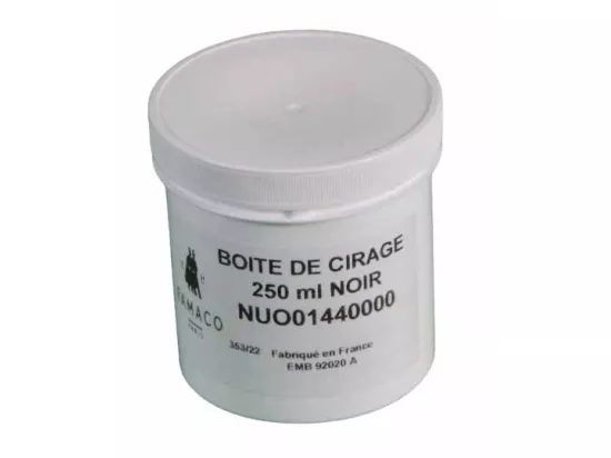 Boîte de cirage noir pour rangers - Pâte en pot de 250ml ou 1kg