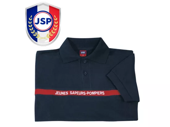 Polo JSP jeune sapeur pompier bleu marine 100% coton