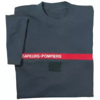 Tee-shirt Pompier coton bleu marine col ras de cou