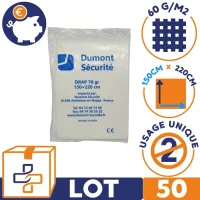 drap jetable d'urgence offre économique avec carton de 50 draps de transfert 60g/m2 dimension 150cm*220cm