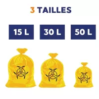 Sac dasri jaune poubelle pour déchets infectieux - Lot de 25