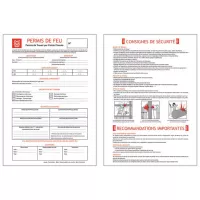 Carnet de 50 permis de feu format A4 - Formulaires par liasse de 3