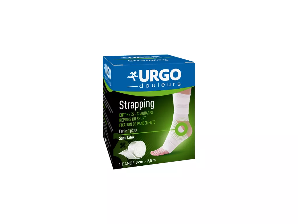 Urgo - Strapping - Bande élastique adhésive - Contention / Fixation de  pansements - 1 bande 2,5mx6cm