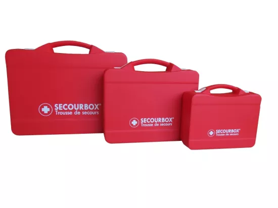 Trousse de secours rouge à remplir non compartimentée en polypropylène
