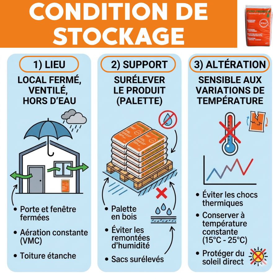 absorbant routier condition de stockage