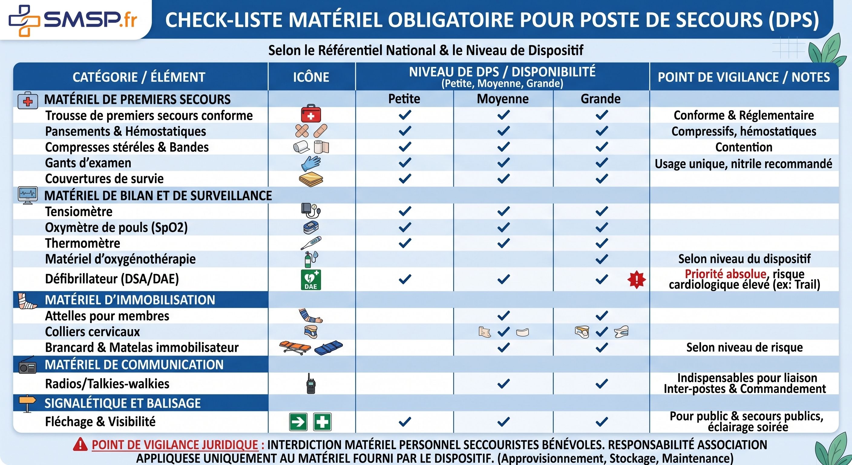 materiel poste de secours
